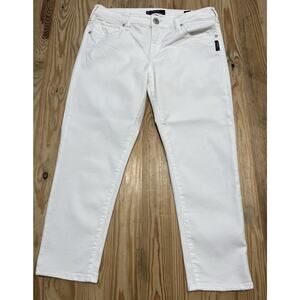 Silver Jeans Suki High Rise Capri White Jeans 33/24 Super Stretch
